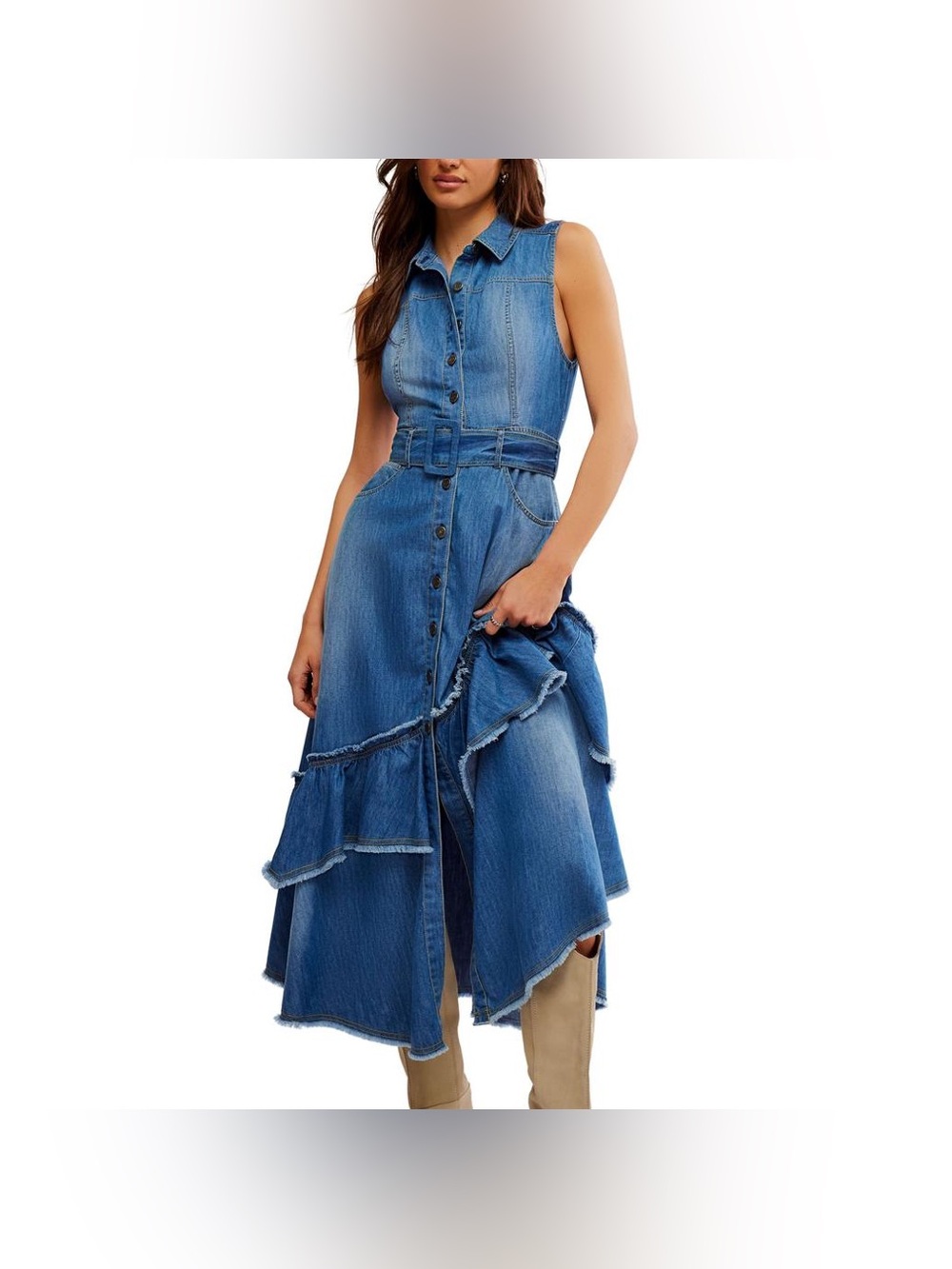 MSRP $248 NWOT Free People Beau Midi Dress Small - Picture 2 of 9